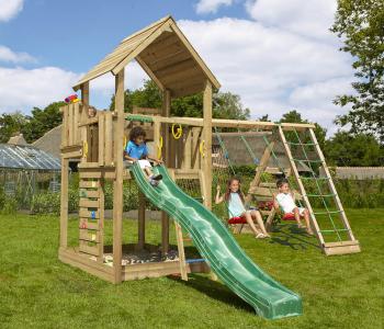 Jungle Palace | Wooden climbing frame with swings & climbing net