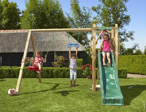 Jungle Tower | Wooden climbing frame with double swing