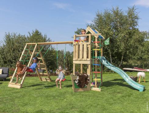 Jungle Viking | Wooden climbing frame with swings & climbing net