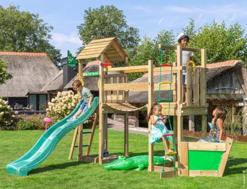 Jungle Voyager | Wooden climbing frame with slide & clatter bridge