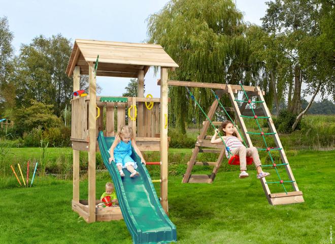 Playhouses - Wooden Playhouses with Slide | Jungle Gym®