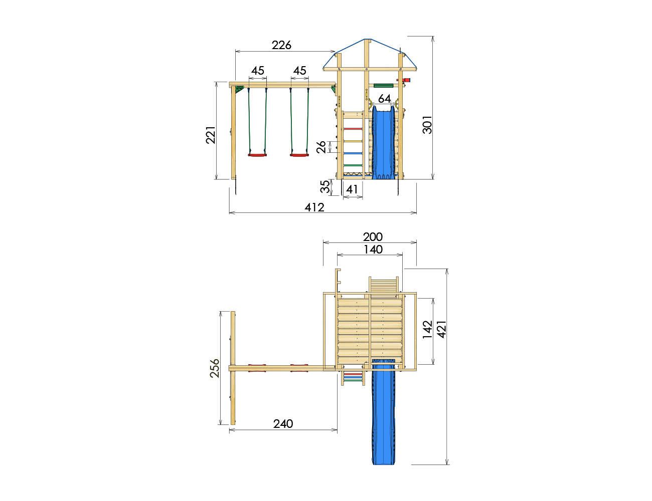 Playhouse With Slide And Swing Fort 2 Swing